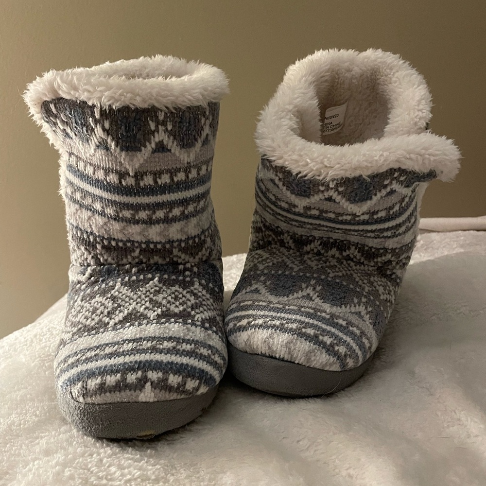 Grey and white ladies soft boots